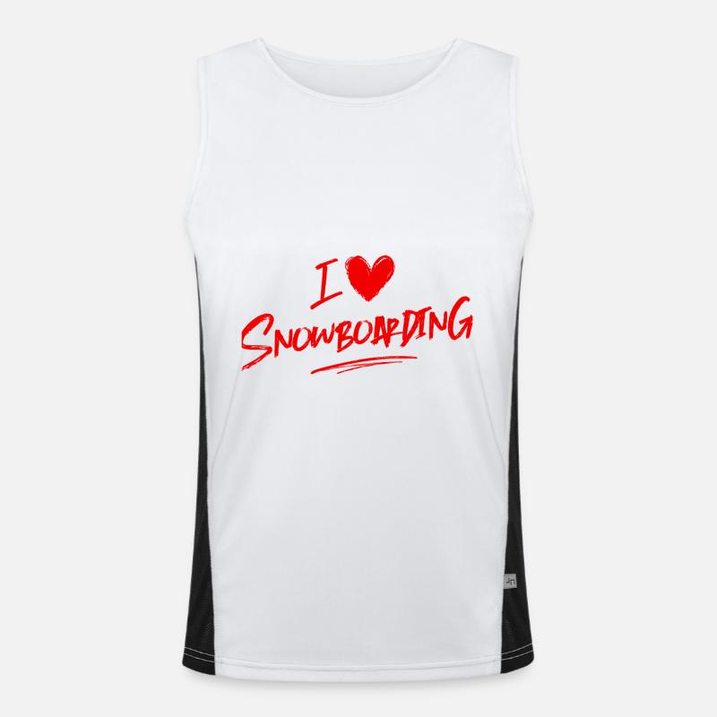 Ich liebe Snowboarding Funktionelles Kontrast-Tank Top für Männer 