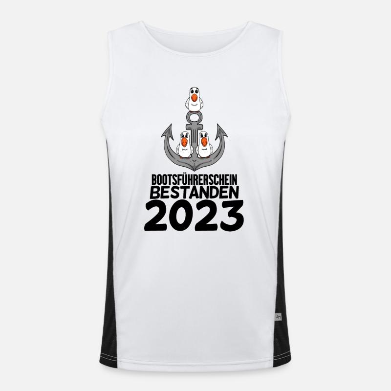 Bootsführerschein 2023 Motorboot Geschenk Funktionelles Kontrast-Tank Top für Männer 