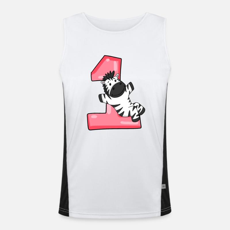 1 Jahr alt - Einschulung - Zebra Motiv Funktionelles Kontrast-Tank Top für Männer 