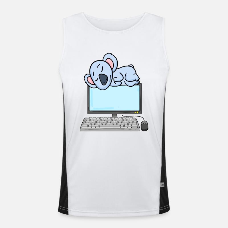 Koala Computer Nerd Programmer Gift - Men's Functional Contrast Tank Top  - white/black