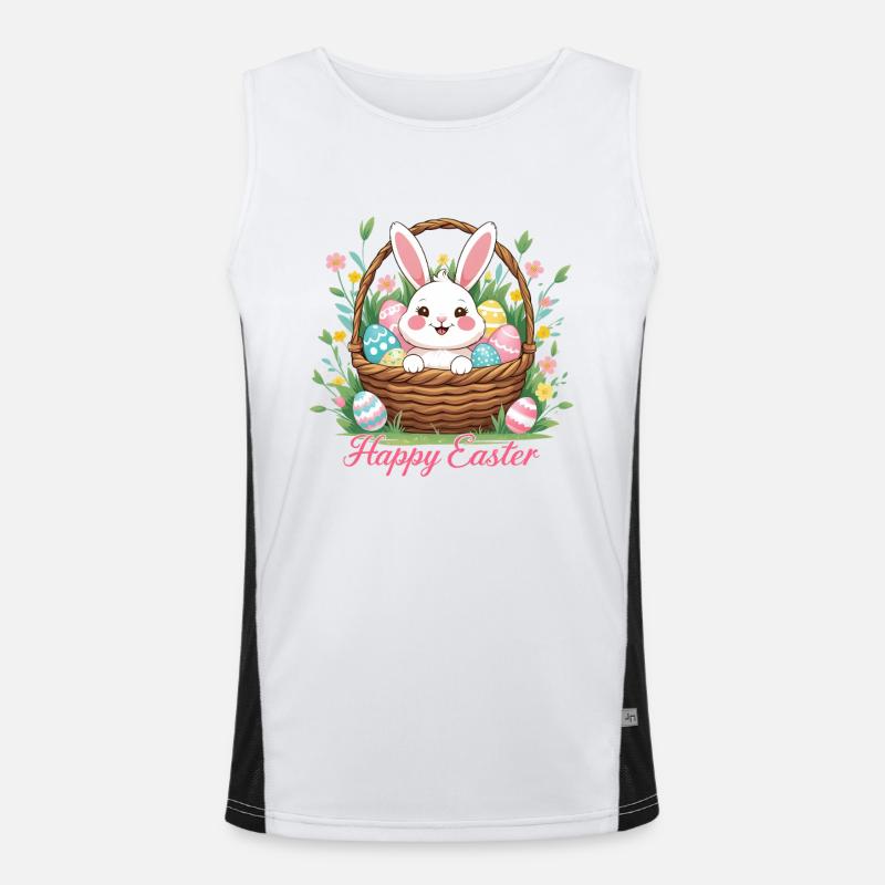 Joyeuses Pâques – Lapin mignon dans le panier de Pâques Débardeur respirant contrasté Homme 