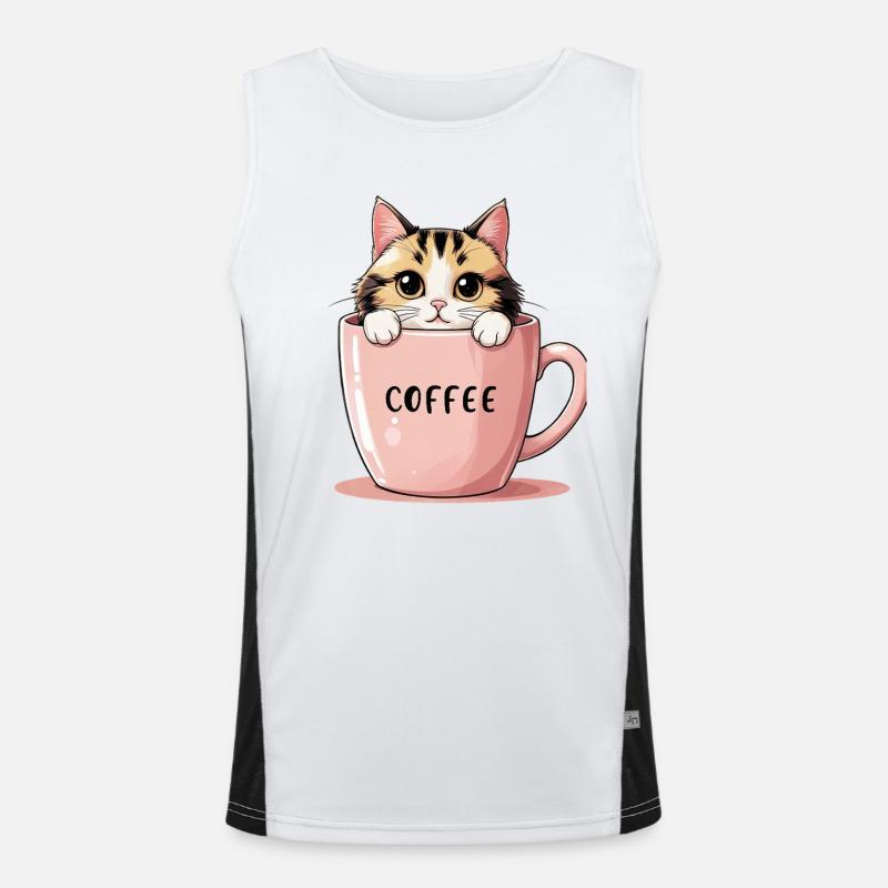 Chat de café mignon - Motivation matinale parfaite Débardeur respirant contrasté Homme 