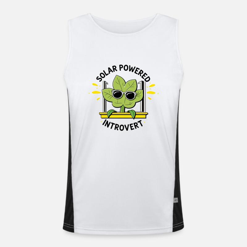 Solar Powered Introvert – Plant Joke - Men's Functional Contrast Tank Top  - white/black