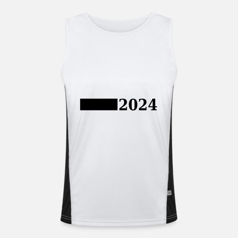 2024 year - Men's Functional Contrast Tank Top  - white/black