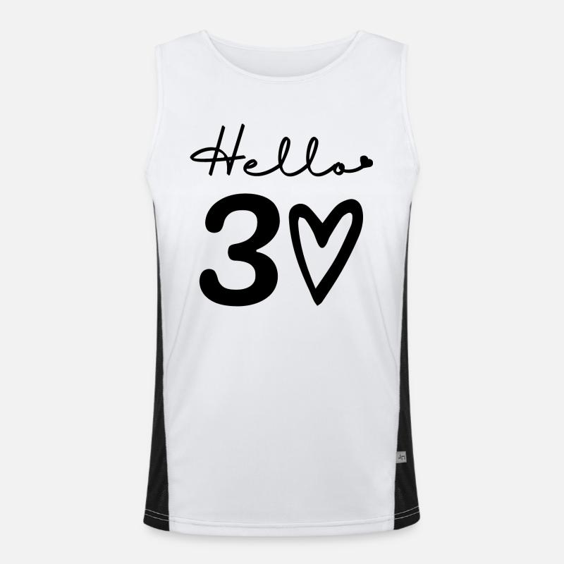 Hallo 30. 30. Geburtstag Funktionelles Kontrast-Tank Top für Männer 