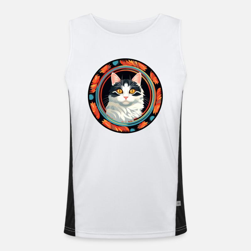 Chat Bobtail japonais Débardeur respirant contrasté Homme 