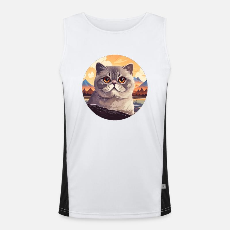 Scottish fold-eared cat Men's Functional Contrast Tank Top 