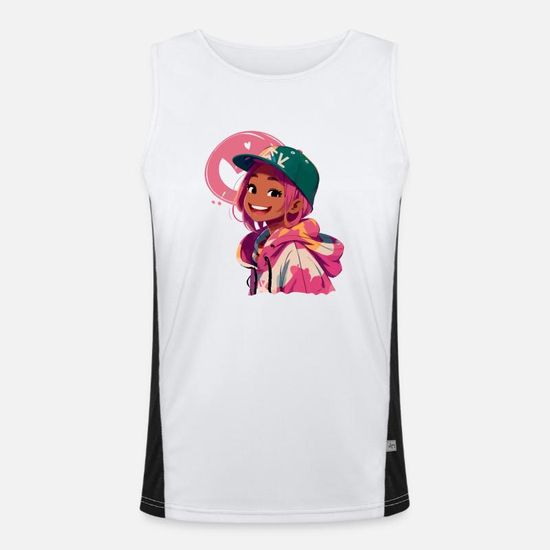 Schwarzes Mädchen im Kapuzenpullover (rosa) Funktionelles Kontrast-Tank Top für Männer 