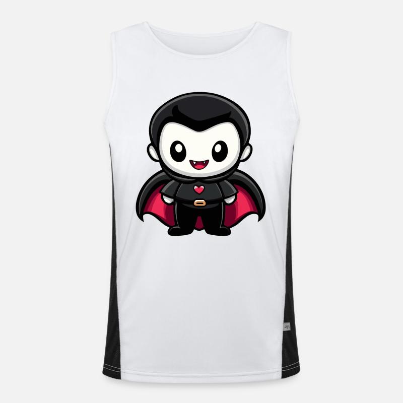 Vampire Halloween Cute Comic - Men's Functional Contrast Tank Top - white/black