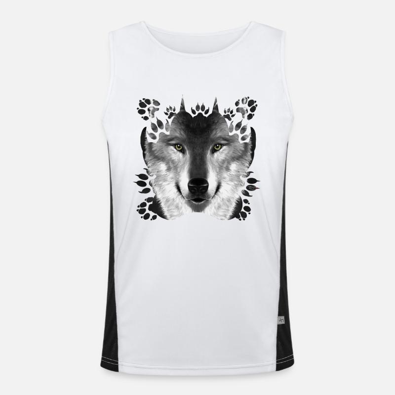 Wolf Funktionelles Kontrast-Tank Top für Männer 