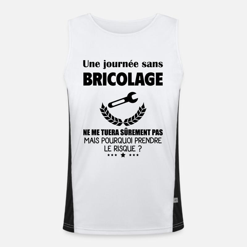 Une journée sans bricolage, bricoleur, noël Débardeur respirant contrasté Homme 