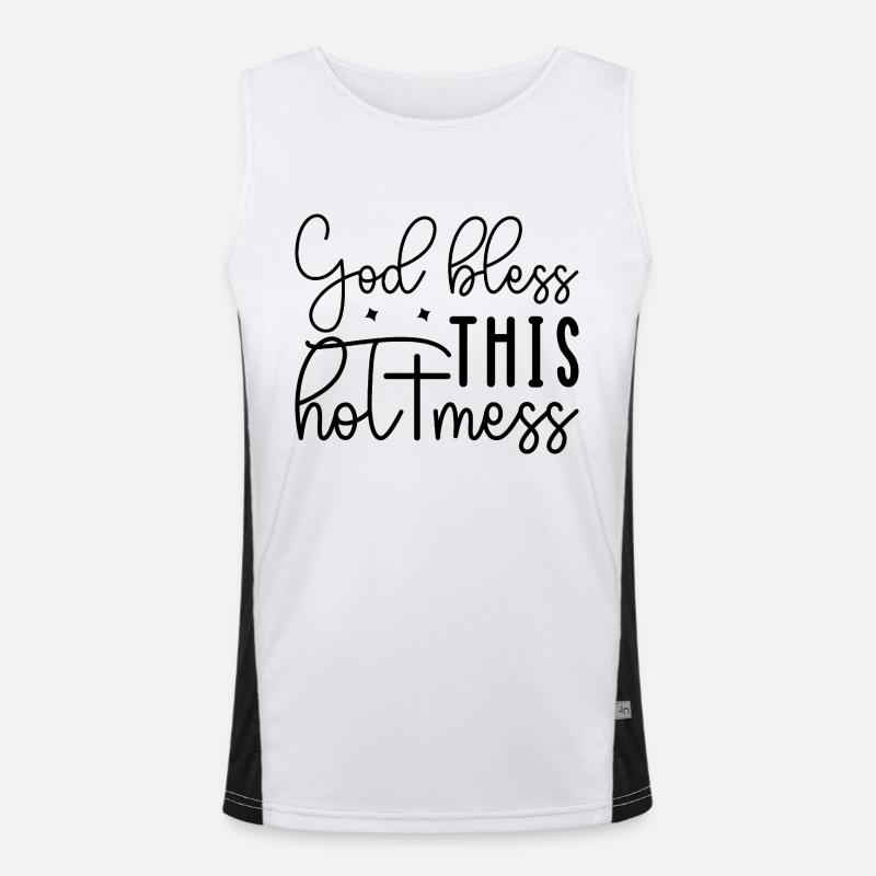 God Bless This Hot Mess Men's Functional Contrast Tank Top 