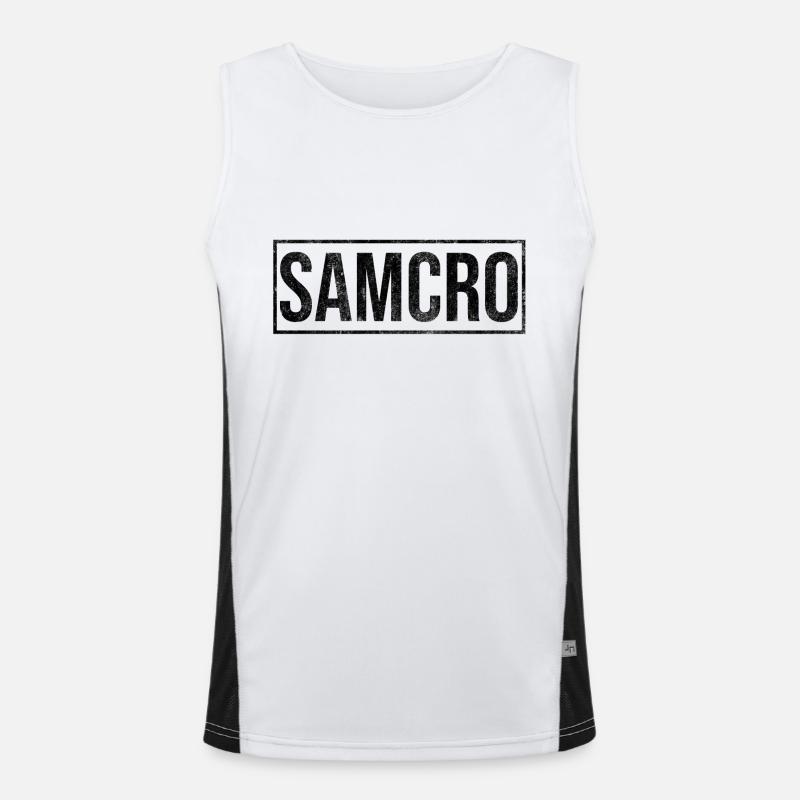 SAMCRO - Men's Functional Contrast Tank Top  - white/black