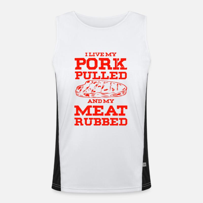 pork grill spruch Men's Functional Contrast Tank Top 