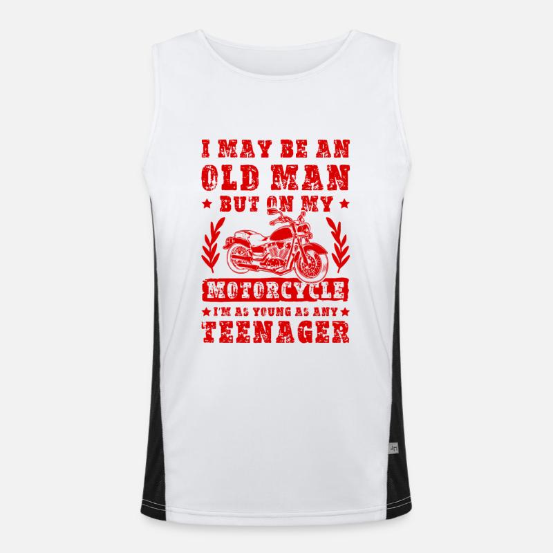 Motorcycle old man Men's Functional Contrast Tank Top 