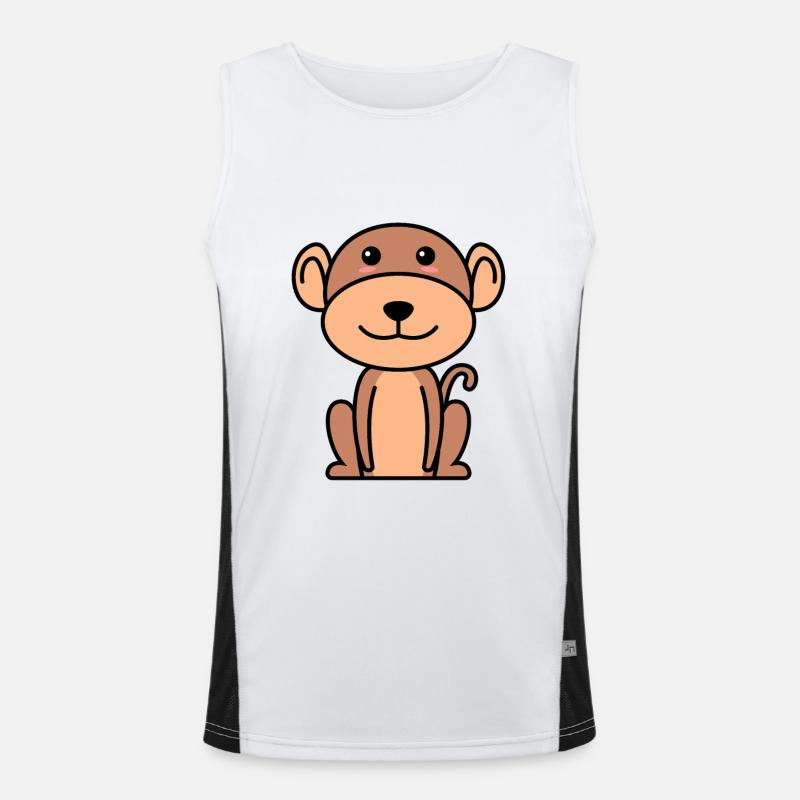 Monkey Comic Animal - Men's Functional Contrast Tank Top  - white/black