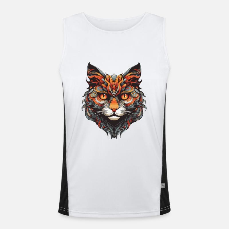 Katze Portrait Kopf Funktionelles Kontrast-Tank Top für Männer 