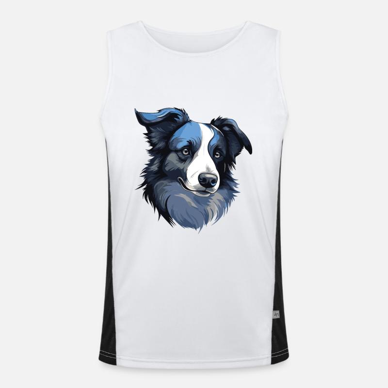 Border Collie Hund Portrait Funktionelles Kontrast-Tank Top für Männer 