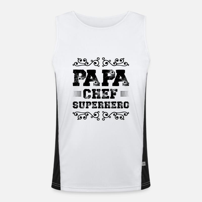 Papa Chef Superheld Dad Funktionelles Kontrast-Tank Top für Männer 