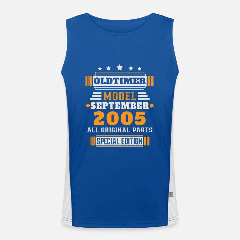 Oldtimer September 2005 Geburtstag Geschenk Funktionelles Kontrast-Tank Top für Männer 