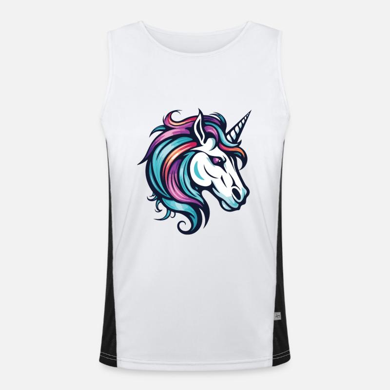 Einhorn Kopf Funktionelles Kontrast-Tank Top für Männer 