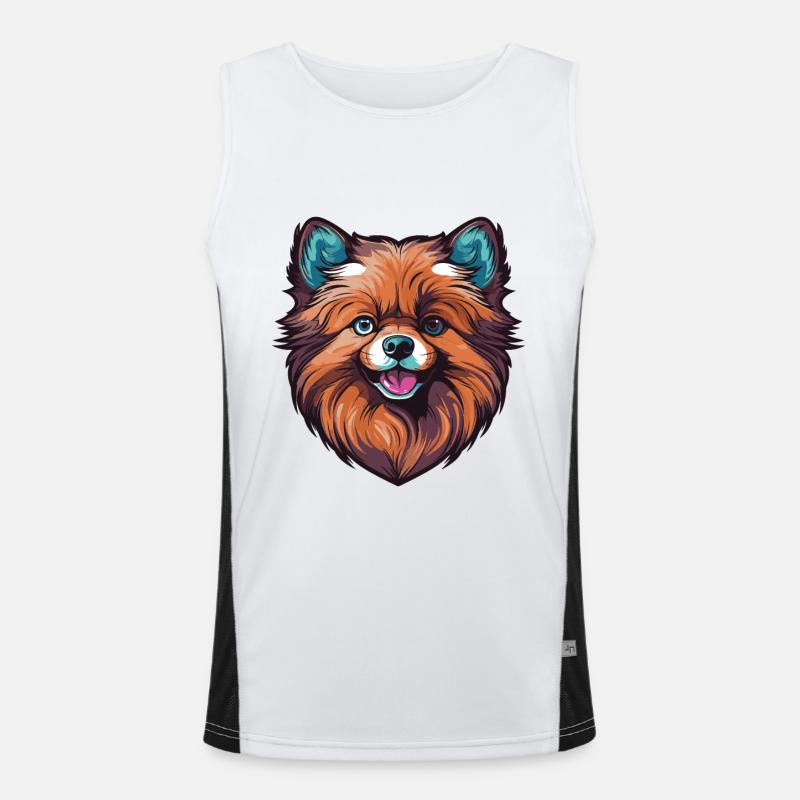 Pomeranian Hund Kopf Funktionelles Kontrast-Tank Top für Männer 