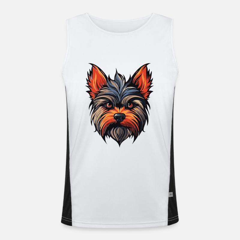 Yorkshire Terrier Hund Kopf Funktionelles Kontrast-Tank Top für Männer 