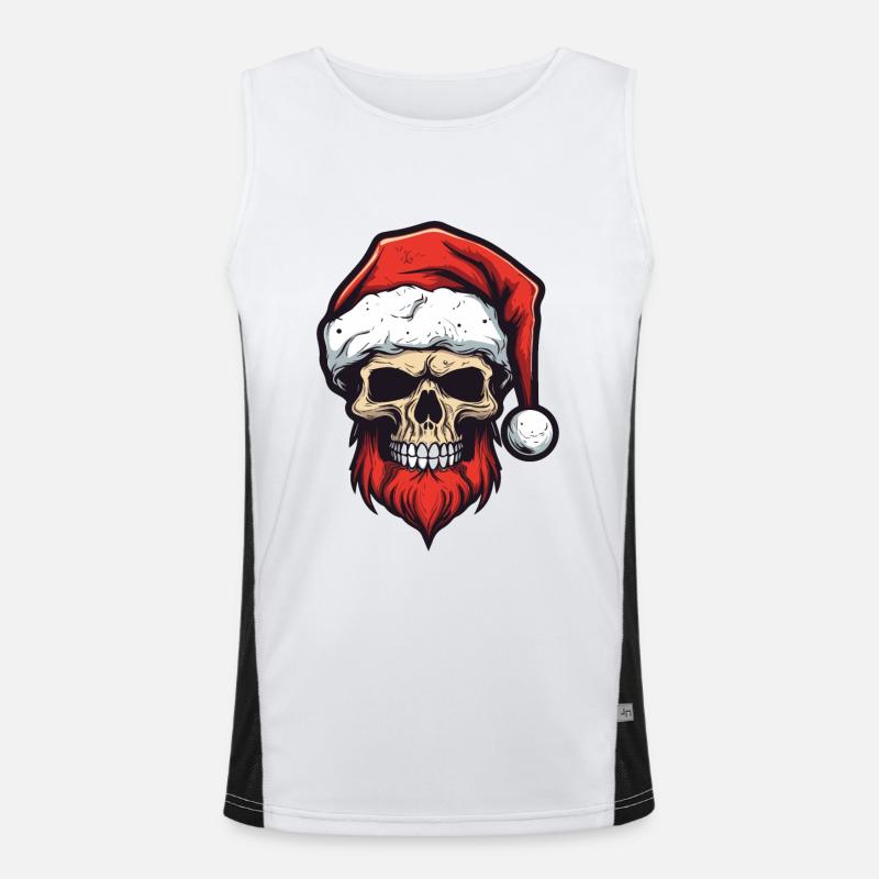 Weihnachtsmann Totenkopf Funktionelles Kontrast-Tank Top für Männer 