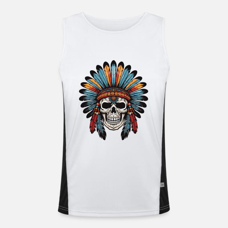 Apache Indian Skull Men's Functional Contrast Tank Top 