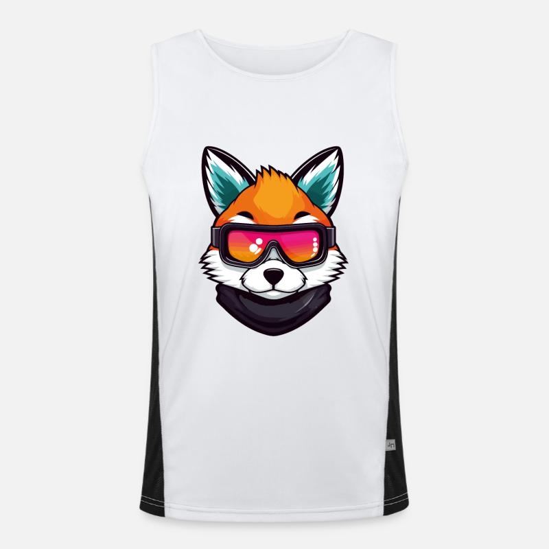 Fuchs Ski Brille Comic Funktionelles Kontrast-Tank Top für Männer 