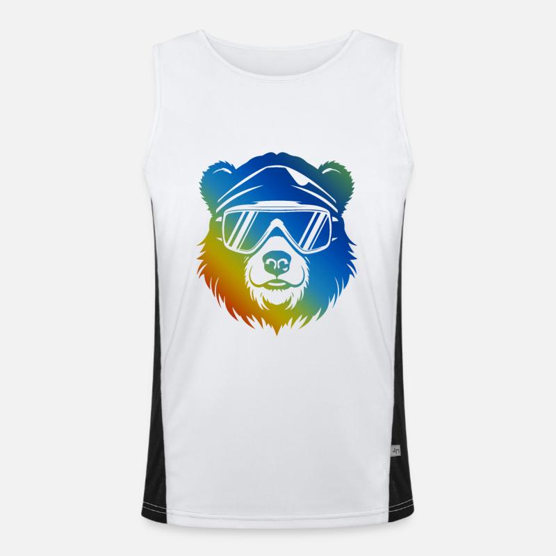 Ski Bear Snowboarder Colorful Men's Functional Contrast Tank Top 