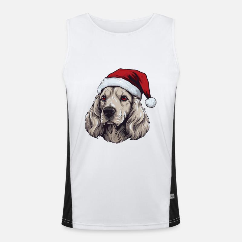 Cocker Spaniel Dog Christmas Head Men's Functional Contrast Tank Top 