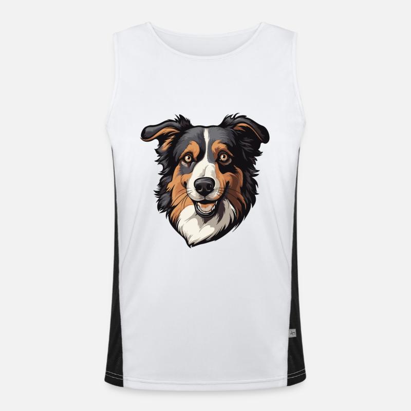 Border Collie Dog Head Men's Functional Contrast Tank Top 