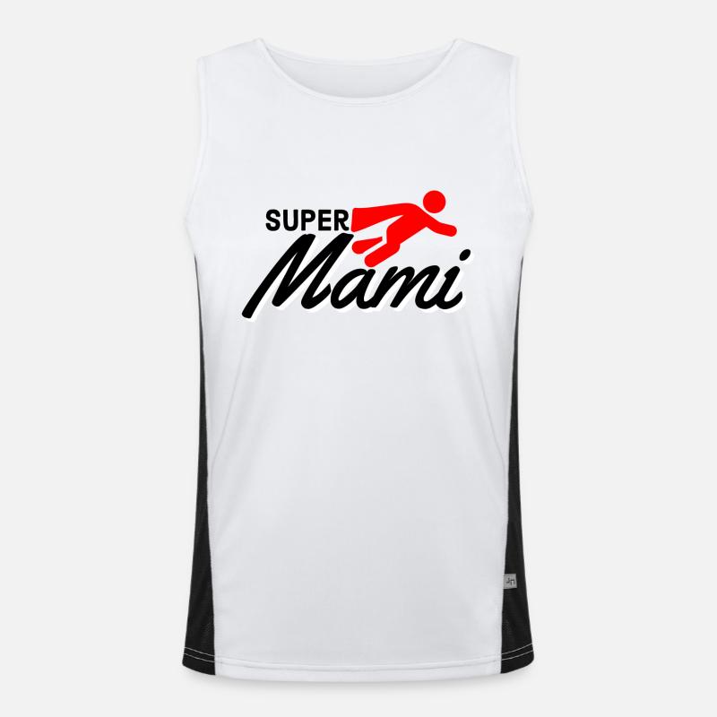 Super Mami Text mit Figur flieger rot Muttertag Funktionelles Kontrast-Tank Top für Männer 