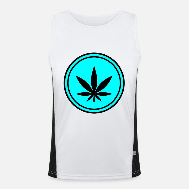 Hanf Blatt Icon Funktionelles Kontrast-Tank Top für Männer 