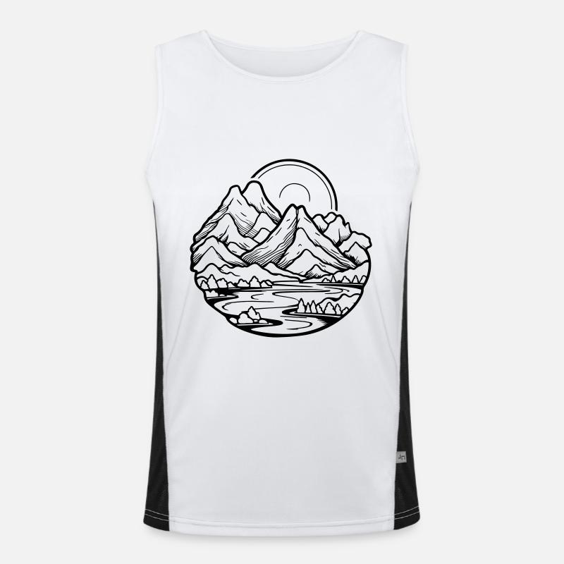 Berge Landschaft Funktionelles Kontrast-Tank Top für Männer 