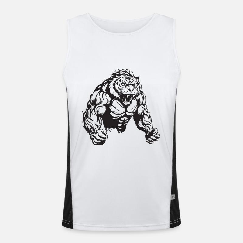 Musculation Tiger Muscles Débardeur respirant contrasté Homme 