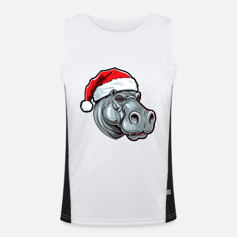 Tête d’animal de Noël hippopotame Débardeur respirant contrasté Homme 