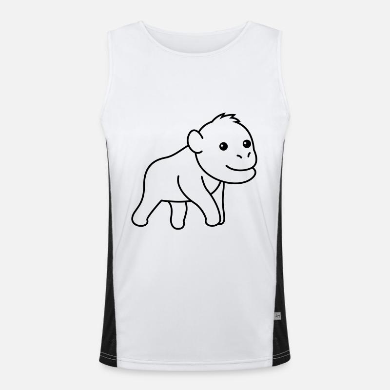 Orangutan monkey comic - Men's Functional Contrast Tank Top  - white/black
