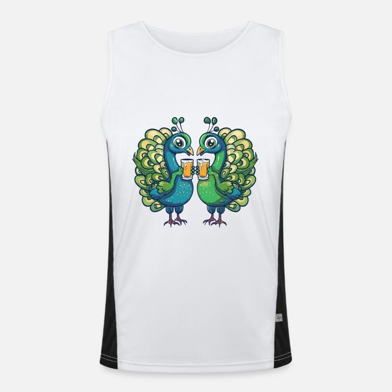 Peacock Bird Comic Beer Party Drink Débardeur respirant contrasté Homme 