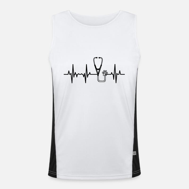 Stethoscope ECG Heart Line - Men's Functional Contrast Tank Top - white/black