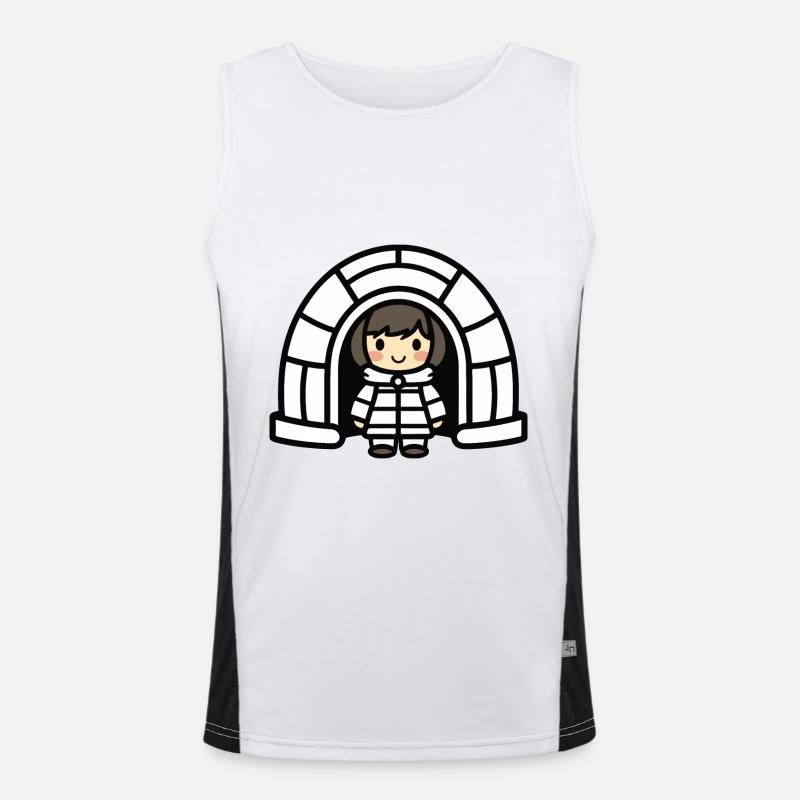 Winter Eskimo Iglu Funktionelles Kontrast-Tank Top für Männer 