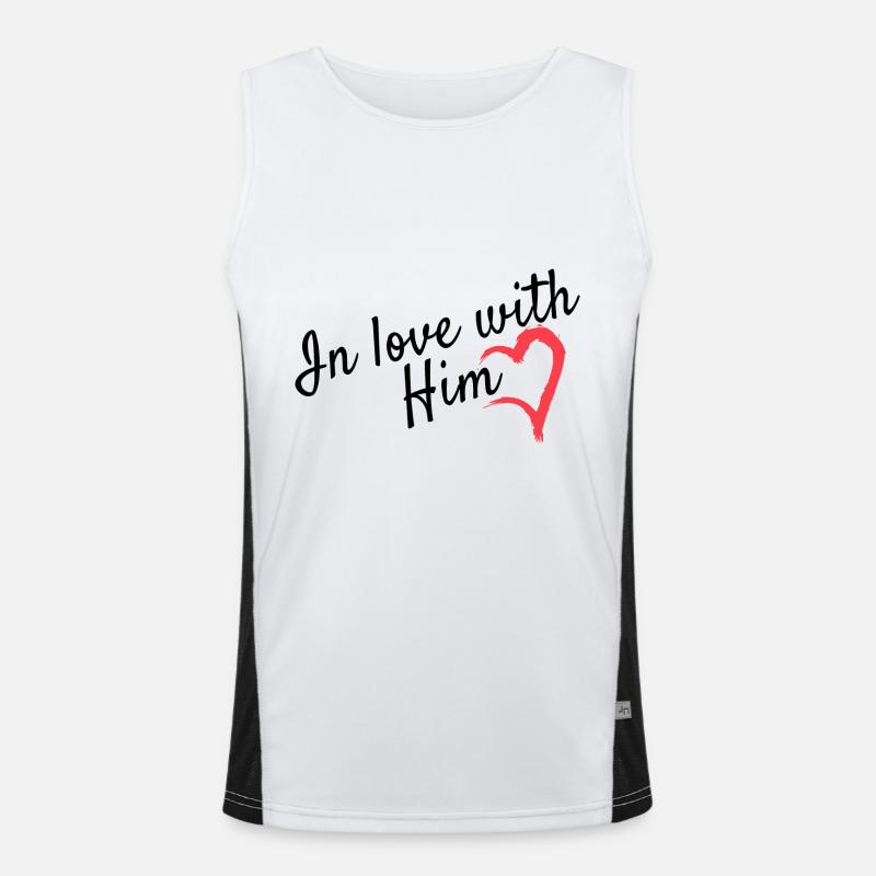 Kære partner look - Funktionel kontrast tanktop til herrer  - hvid/sort