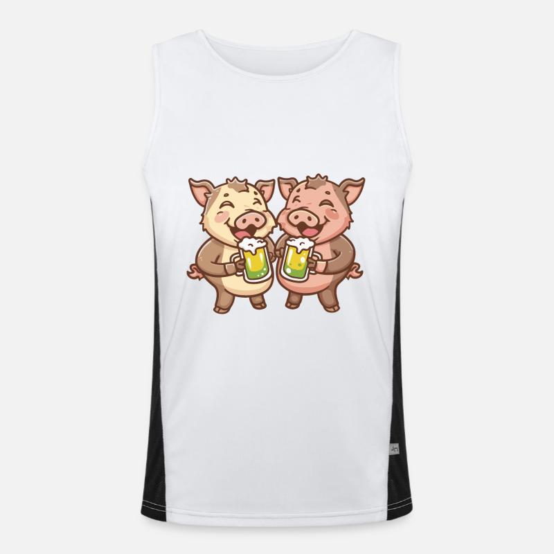 Schwein Bier Wildschwein Funktionelles Kontrast-Tank Top für Männer 