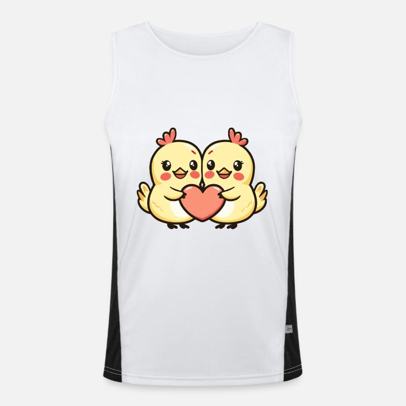 Chicken Comic Couple Love Men's Functional Contrast Tank Top 
