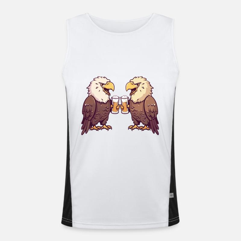 Eagle Comic Beer Funny Booze - Men's Functional Contrast Tank Top - white/black