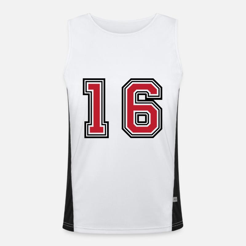 16 Zahl symbol Funktionelles Kontrast-Tank Top für Männer 