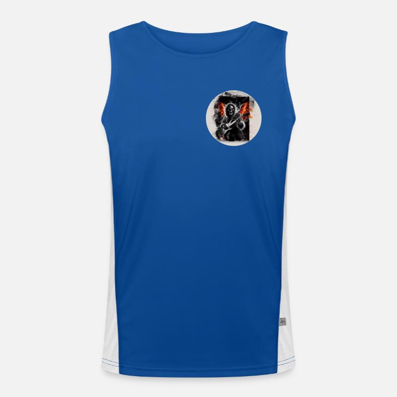 Rock 'n' Roll Skeleton on Fire #3 Men's Functional Contrast Tank Top 