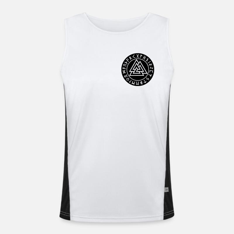 Valknut schwarzer Runenkreis Funktionelles Kontrast-Tank Top für Männer 