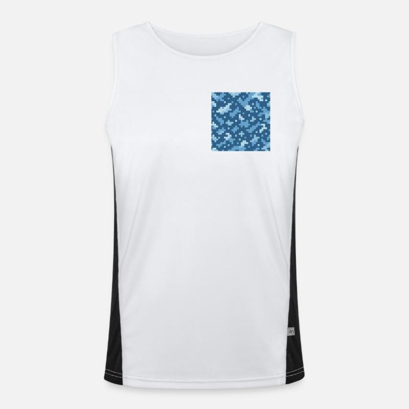 Blue pixel pattern Men's Functional Contrast Tank Top 
